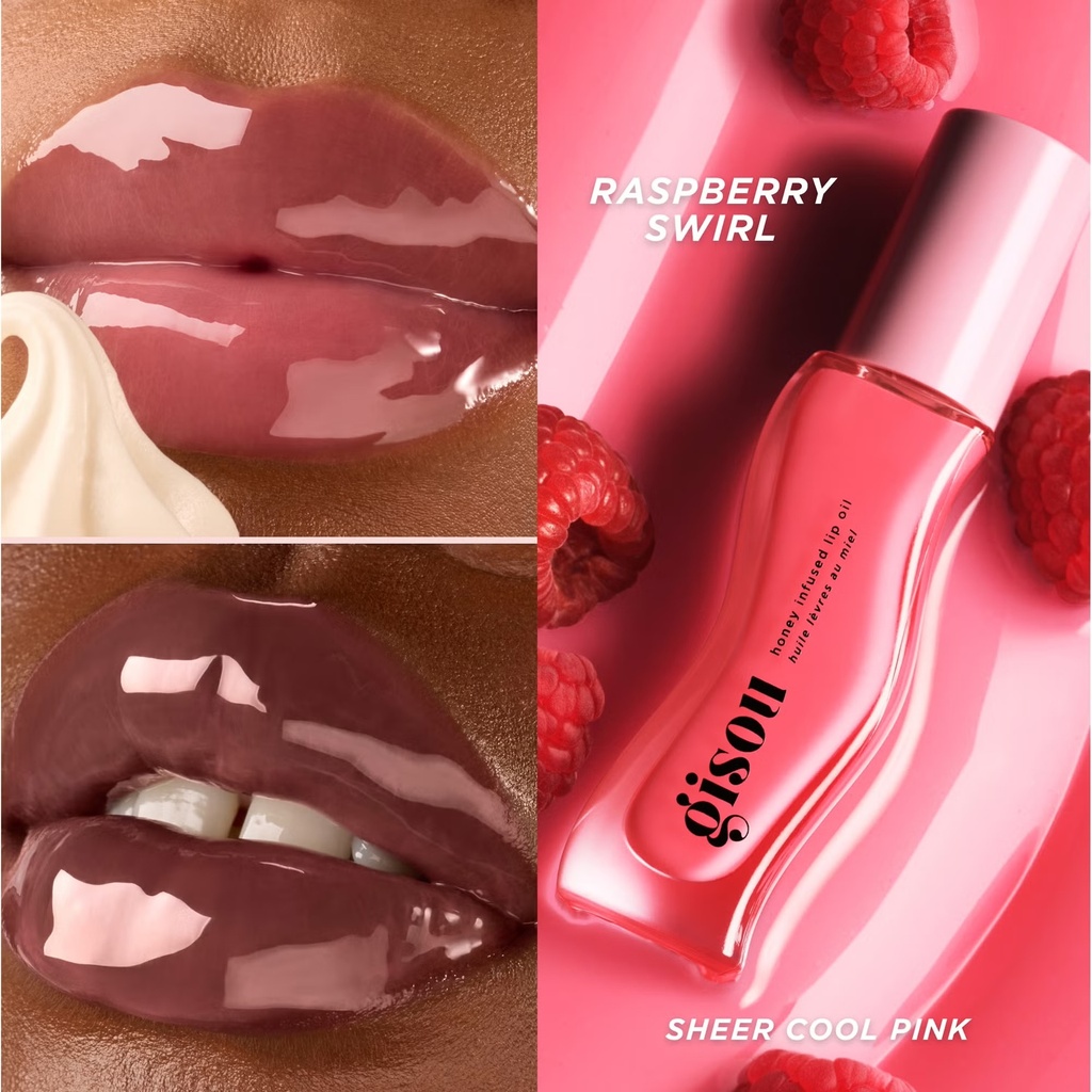 Gisou Honey Infused Lip Oil Raspberry Swirl — view 2