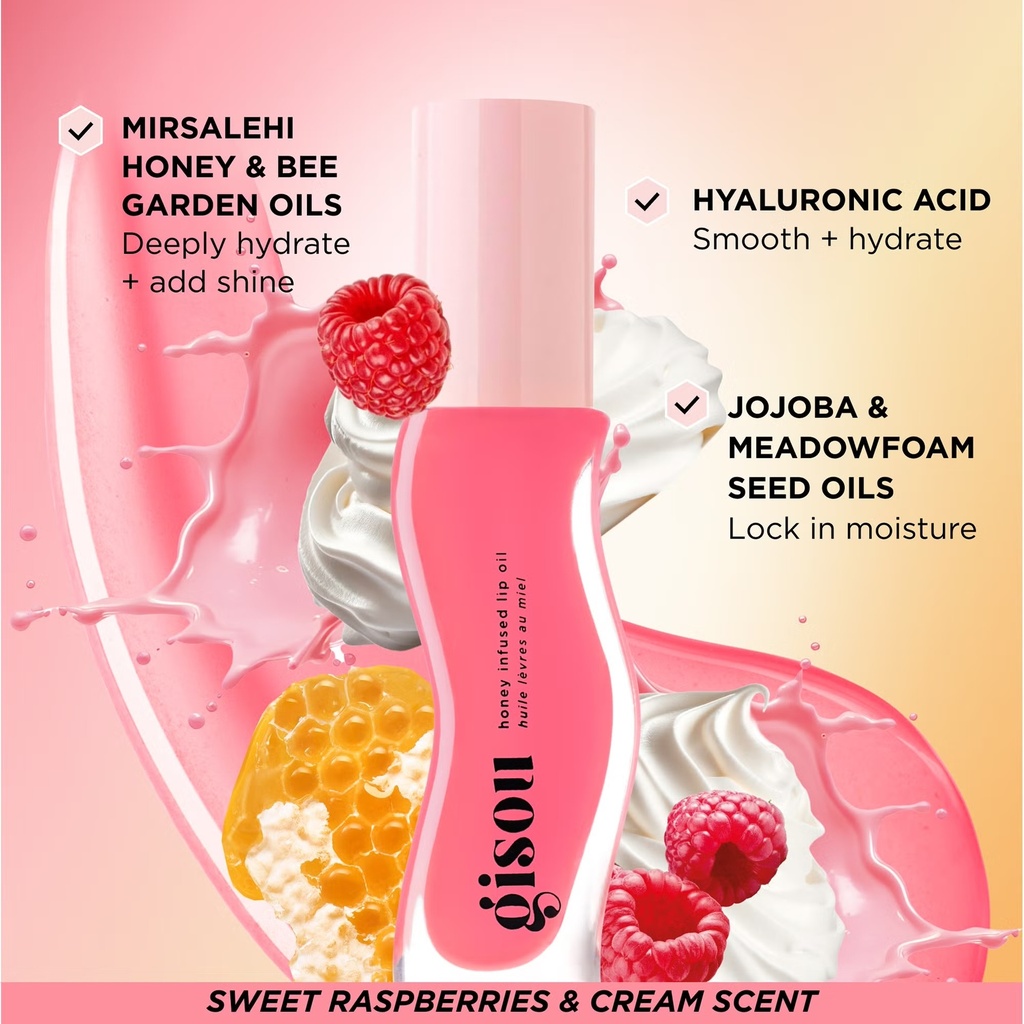 Gisou Honey Infused Lip Oil Raspberry Swirl — view 3