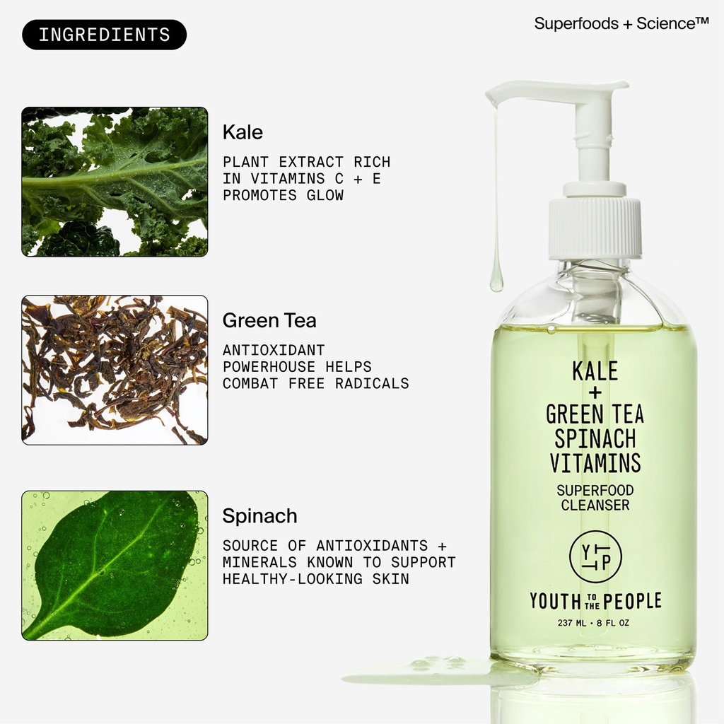 Youth To The People Kale Plus Green Tea Spinach Vitamins Superfood Cleanser 237ml — view 3