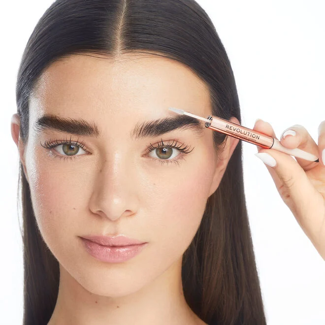 Revolution Dark Brown Fluffy Brow Duo 2- In-1 Blande Pencil &Clear Brow Gel  — view 2