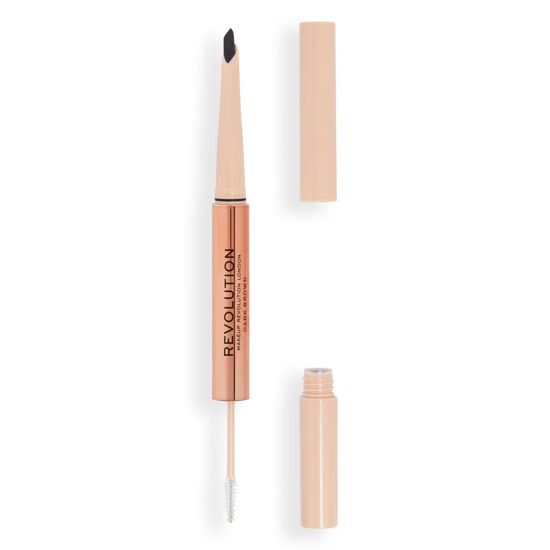 Revolution Dark Brown Fluffy Brow Duo 2- In-1 Blande Pencil &Clear Brow Gel  — view 3