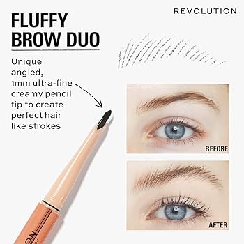 Revolution Medium Brown Fluffy Brow Duo 2- In-1 Blande Pencil &Clear Brow Gel  — view 2