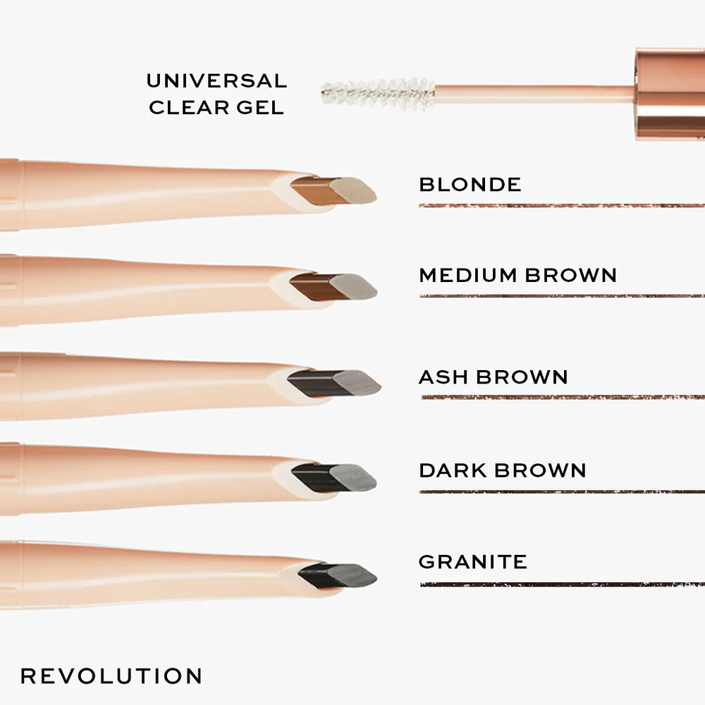 Revolution Medium Brown Fluffy Brow Duo 2- In-1 Blande Pencil &Clear Brow Gel  — view 3